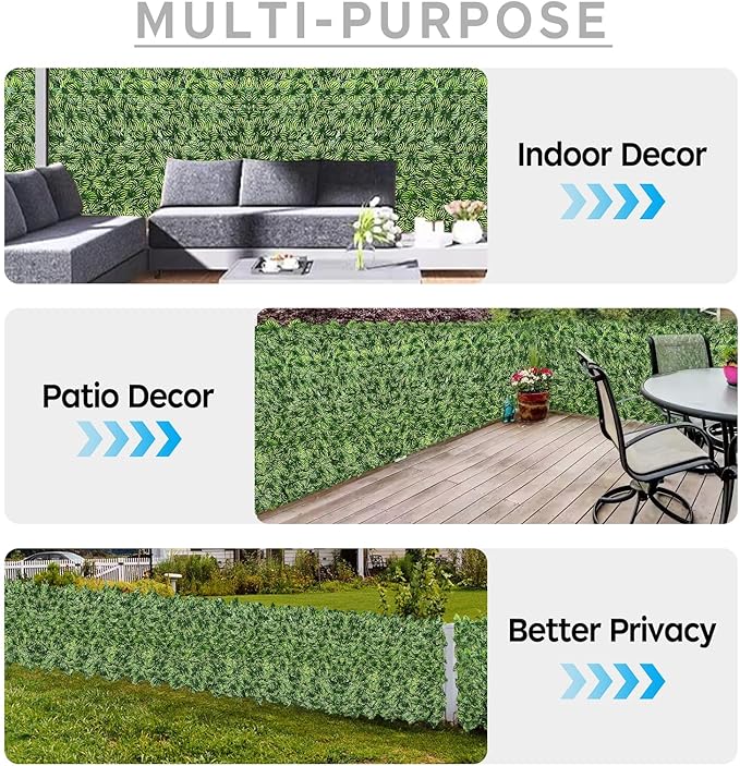 Artificial Ivy Privacy Fence Screen,40"x40" UV-Anti Fake Leaves Plant Vine,Privacy Hedges Wall for Indoor Outdoor Garden Backyard Decor,Color Watermelon Leaves