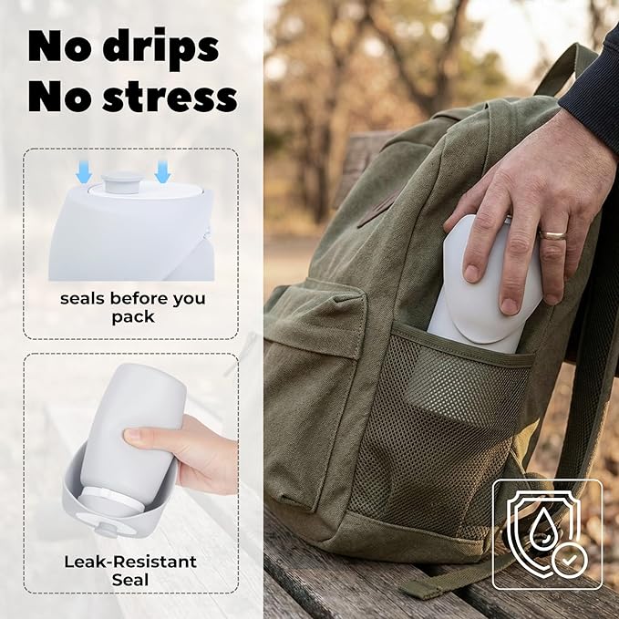 Collapsible Water Bottle for Dogs, Foldable Leak-Resistant w/Drain-Back, Pet Travel Bowl, 19oz for Walks, Hiking & Road Trips
