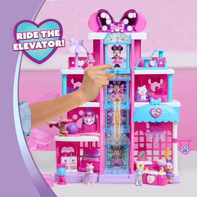 Disney Jr. Minnie Mouse Pet Hotel Playset, 20 Inch Playset, 25 Pieces Included, Ages 3 and Up, Kids Toys for Ages 3 Up by Just Play