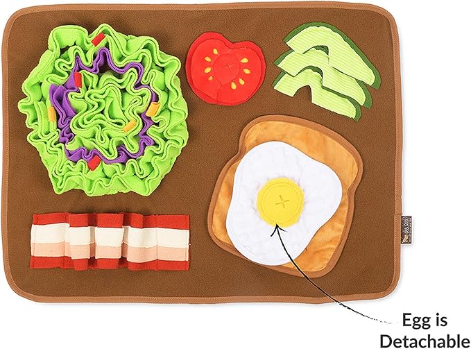 P.L.A.Y. Cute Snuffle Mat for Dogs - Brunch Themed Interactive Food & Treat Mat for Puppies Dogs - Enrichment Toy, Great for Slow Feeding, Nosework & Foraging Skills - Machine Washable