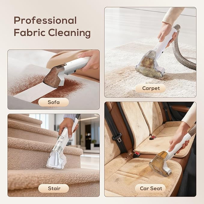 Ailltopd Portable Carpet & Upholstery Spot Cleaner, 15Kpa Powerful Suction & Spot Remover, Deep Stain Cleaning for Carpet, Car Seats, Pets, Stairs, Couches, with Dual Size BrushHead