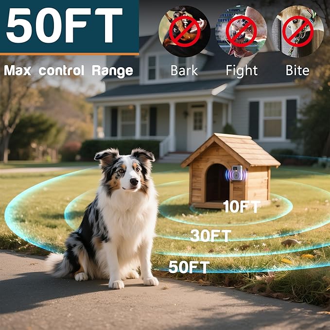 Anti Barking Devices for Dogs, Ultrasonic Dog Bark Deterrent Devices, Dog Barking Control Device, Rechargeable Dog Silencer, Bark Box, Dog Barking Stopper for Dogs Training Indoor & Outdoor (White)
