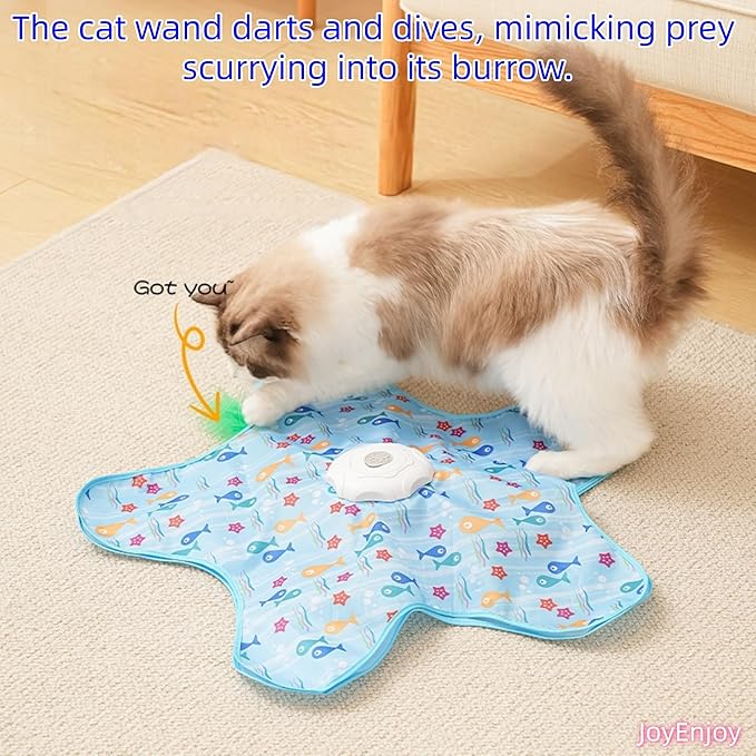 Interactive Cat Toy – Hide and Seek 5-Hole Motion Activated Toy with Bird Sound USB Rechargeable for Multi Cat Household Indoor Cats