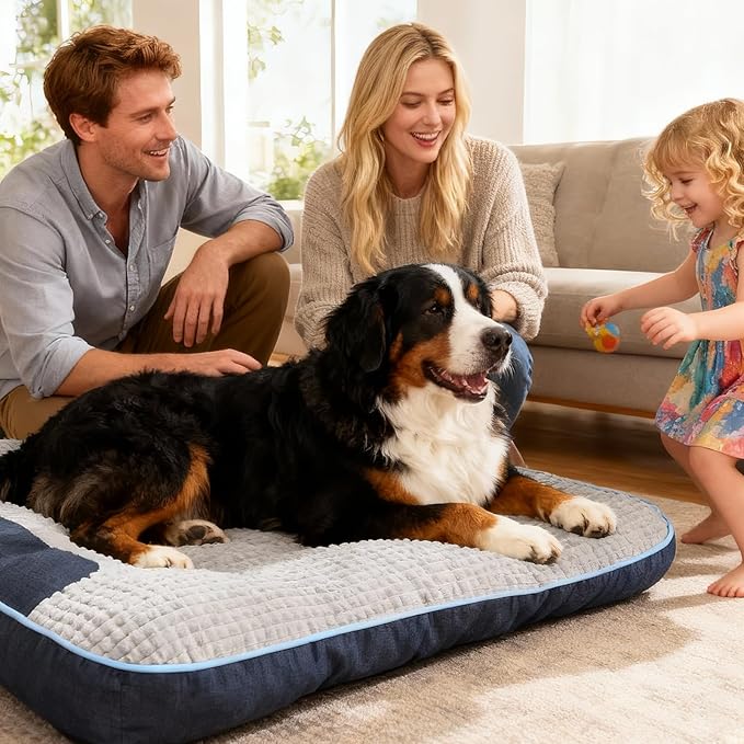 Orthopedic Dog Bed for Medium Dogs, Rectangle 32"x25"x7", Durable Warm Soft Plush Pet Couch Bed, High-Density Sponge Joint Relief, Calming Anti-Anxiety Dog Crate Pad with Non-Slip Bottom