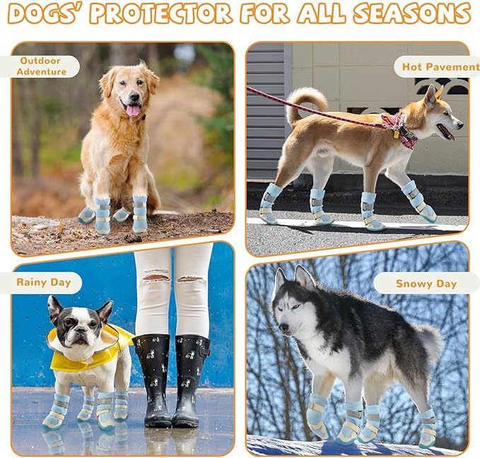 Dog Shoes for Medium Large Size Dogs, Breathable Dog Shoe for Hot Pavement, Dog Booties and Paw Protectors to Prevent Licking, Anti-Slip Dog Boots with Reflective for Summer, Hiking, Snow (Size 4)