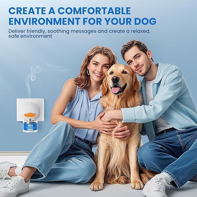 Dog Calming Diffuser, Puppy Pheromones Calming Diffuser, Relaxing Pheromone for Dogs Relief Stress Anxiety Fighting Scratching Barking, Help Train Dog to Pee, 2 Diffuser 2 Refill(48ml)