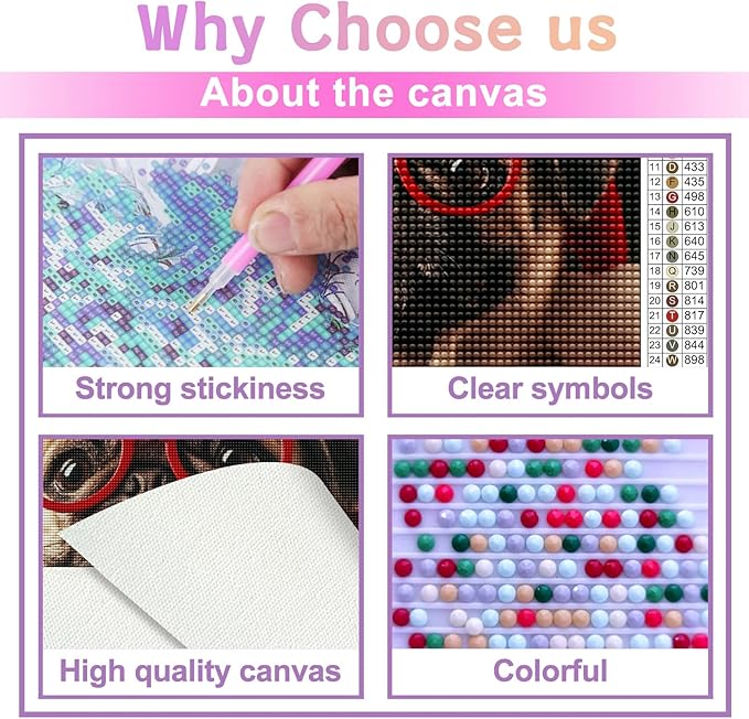 Pug with Glasses Diamond Painting Kits for Beginner, 5d DIY Diamond Painting Kits for Adult Christmas, Paint by Number Without Frame Home Wall Decor 12 * 18Inch