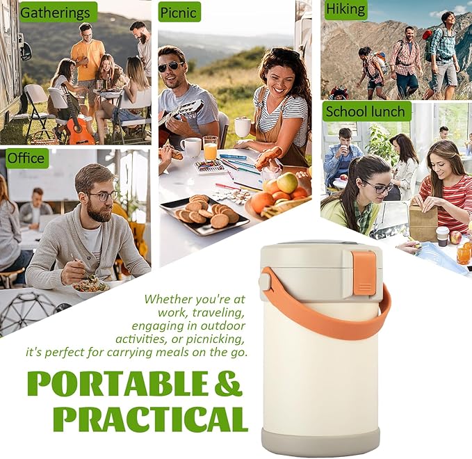 67 oz Adults Thermo for Hot Food 2L 9.06 in 3 Layer Stainless Steel Vacuum Soup Food Thermo Hot Food Jar Bento Box for Men, Women, Suitable insulated Lunch Box for 12+ Camping, Office & Travel Use