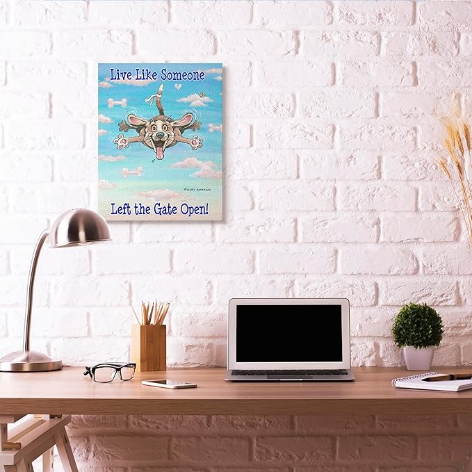 Stupell Industries 'Gate Open Funny Cartoon Pet Dog Design', Canvas Art, 24 x 30 Inches, Easy to Hang and Sturdy, Made in USA, by Gary Patterson