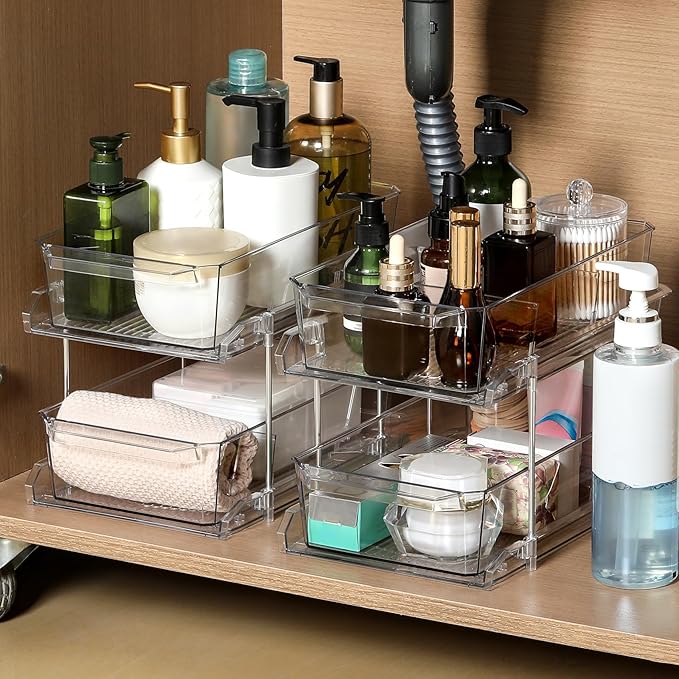 2-Tier Pull-Out Cabinet Organizer - Double Your Storage Space Instantly