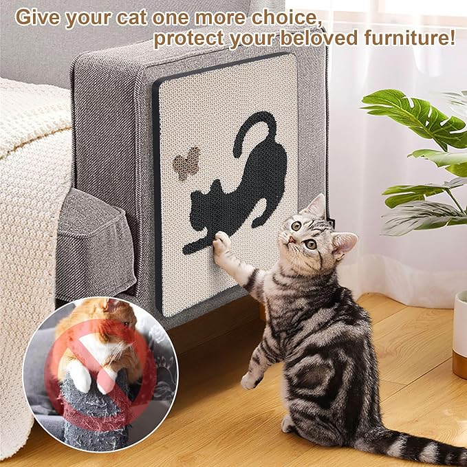 Ownpets Wall Cat Scratcher, Cute Vertical Cat Scratching Board, Wall Mounted Cat Scratch Pad for Wall, Glass, Wood, and Tile, Furniture Protector