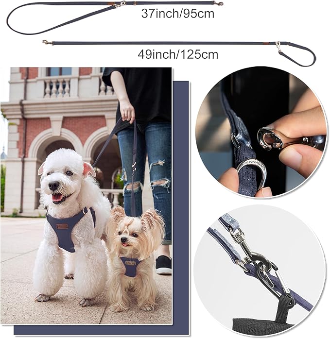 Puppytie No Pull Dog Harness with Multifunction Dog Leash,Soft Adjustable No Choke Escape Proof Pet Harness Vest for Medium Dogs,Glossy Galaxy Blue,M