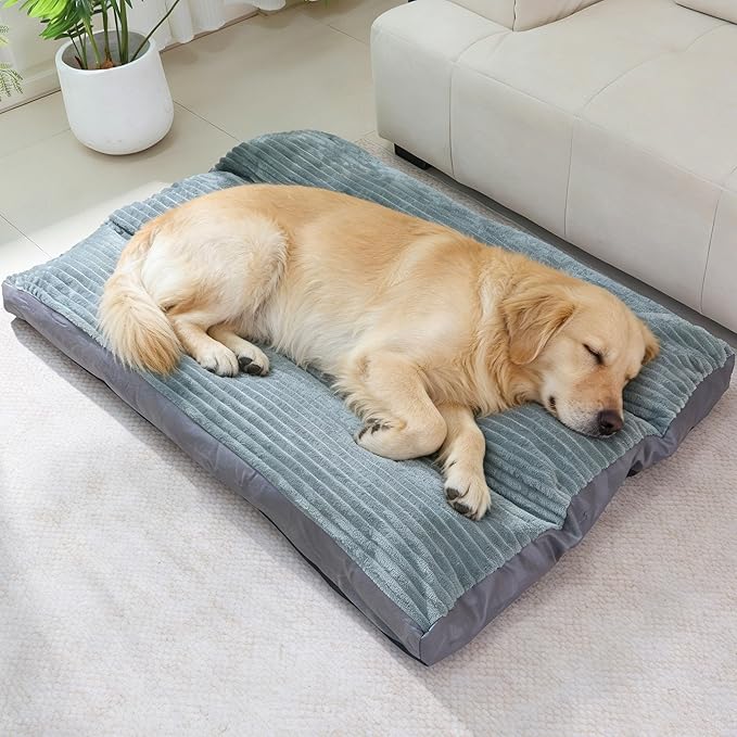 Big Dog Bed for Large Sized Dogs -Dog Crate Pad Removable Washable Cover, Non-Slip Bottom, Pet Mat Comfort Cushion for Joint Relief, Deep Sleep & Home Decor