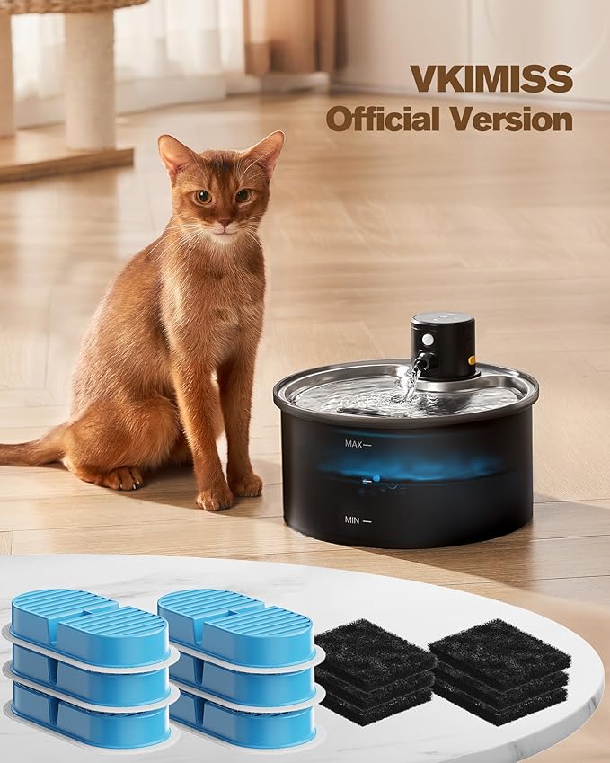 Cat Water Fountain Filters: Pet Water Dispenser Filter Replacement 24 - Packs of Cat Fountain Filters (12 Carbon Filters + 12 Sponges) Multiple Filtration Please Replace it Every 2-3 Weeks