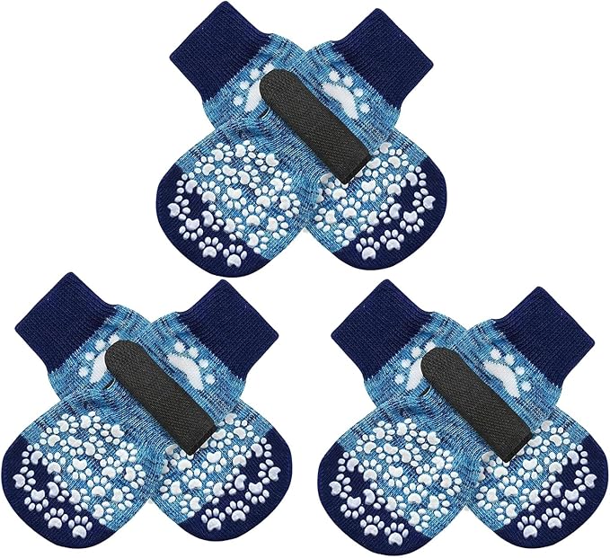 EXPAWLORER Anti-Slip Dog Socks-Double Sides Grips Traction Control on Hardwood Floor,Dog Shoes for Hot/Cold Pavement,Best Paw Protector,Prevents Licking,for Puppy Small Medium Large Senior Dogs