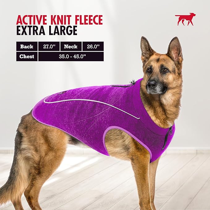 Insulated Fleece Sweater for Dogs | Lightweight Warm Dog Vest | Zipper Port for Harness | Cold Weather Winter Jacket | Rain Snow Repellant Coat | Adjustable for Small Medium Large Girl Dog (Purple/XL)