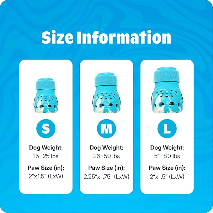 BarkBox Aqua Crocs Dog Shoes – Set of 4 Glow-in-The-Dark Dog Booties with EVA Foam, Adjustable Strap & Non-Slip Sole – Comfortable Paw Protection for Small Breeds (15–25 lbs)