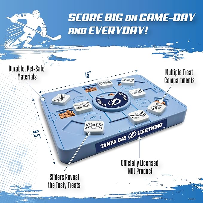 Pets First NHL Tampa Bay Lightning Large Puzzle Toy, New Size, Interactive Dog Treat & Slow Feeding Toy