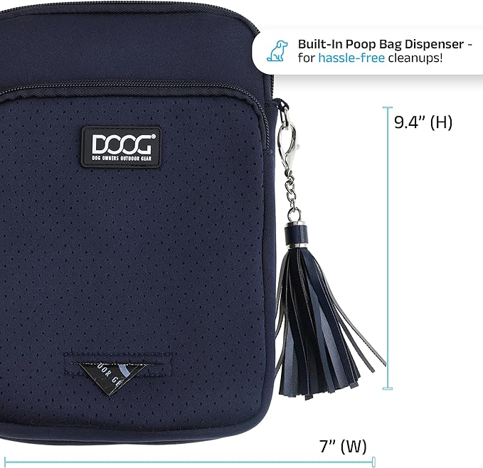 DOOG Walkie Bag - Adjustable Dog Treat Pouch Shoulder Bag with Poo Bag & Water Bottle Compartments - Comfort Fit for Everyday Use