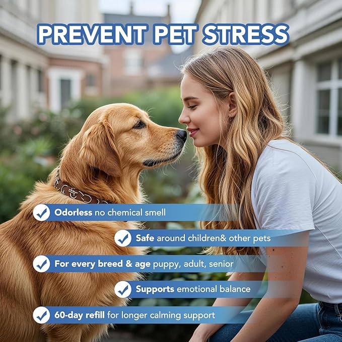 Adanced 180 Day Dog Calming Diffuser, Calming Pheromones Diffuser Kit Appeasing Pheromone Diffuser to Calm (6Refill+Interactive GiftCard) for Anxiety Relief Reduce Aggression Fighting Barking Stress