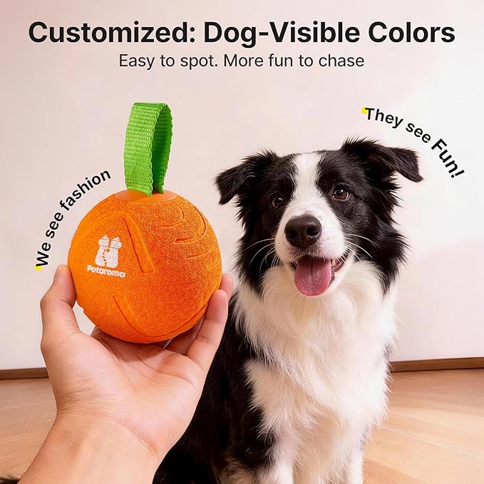 Potaroma Dog Ball Toys with Rope, Interactive Motion Activated 3 Mode USB Bouncing Ball Toys Durable E-TPU Material for Medium/Large Dogs, 3.2"-Not for Aggressive Chewers