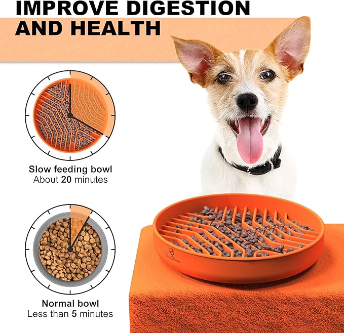 Slow Feeder Dog Bowls, Puzzle Silicone Dog Feeding Bowls with Suction Cups, Anti-Choking, Non-Slip Design, Reduces Boredom, Anxiety, Ideal for Medium to Small Dogs & Cats