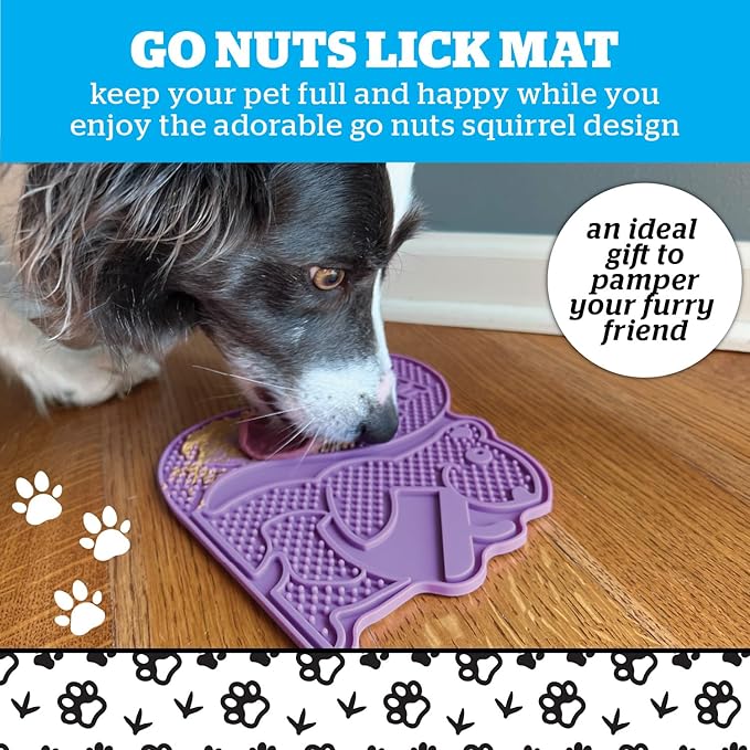 BigMouth Go Nuts Silicone Lick Mat for Dogs and Cats, Slow Feeder Enrichment Pad, Dishwasher Safe Anxiety Relief Toy