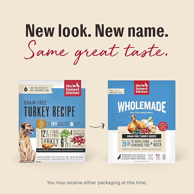 The Honest Kitchen Wholemade™ Dehydrated Grain Free Turkey Dog Food, 7 lb Box
