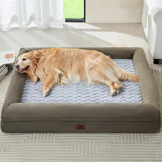 WNPETHOME Giant Dog Bed, Washable Dog Couch with Removable Waterproof Cover, Orthopedic Large Pet Sofa Bed with Bolster Sides for Sleeping