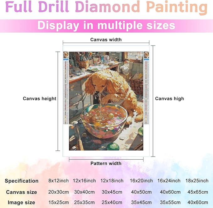 Cocker Spaniel Playing with Bubbles Art Kits for Adults, Animal 5d DIY Diamond Painting by Numbers Kit for Adults, Full Drill Diamond for Gift Wall Decor Gem Arts 12 * 18Inch