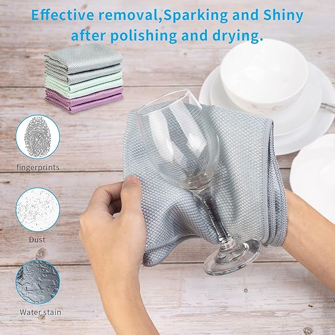 Microfiber Glass Cleaning Cloths | Streak Free Windows Mirrors & Cars Windshields cleaning towel | Glass Polishing cleaning cloth | All-purpose Dust Dirt Cleaning Rags | Lint Free Pack of 18（Mix）