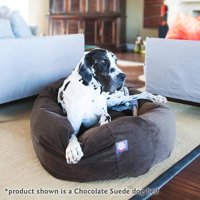 Majestic Pet 40 Inch Large Washable Dog Bed, Orthopedic Donut Cuddle Furniture for Big Dogs, Soft and Cozy Faux Suede Calming Pet Crate Pad & Mat, Fluffy Pet Bed - Gray