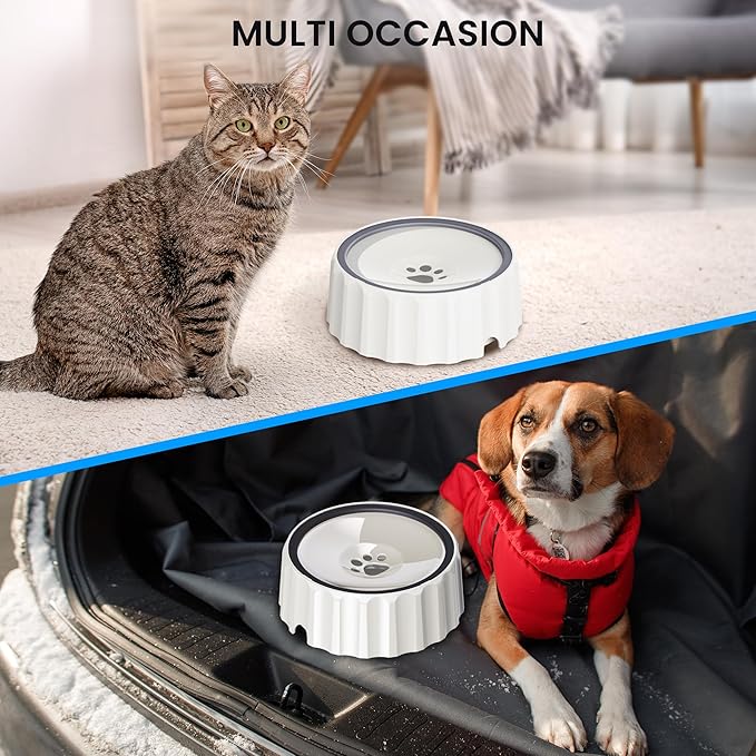 Dog Water Bowl No Spill 70oz/2L Large Capacity Dispenser Non Slip No Splash Bowl Pet Slow Feeder No Drip Dog Water Bowl on Vehicle Slow Water Bowl for Dogs and Cats