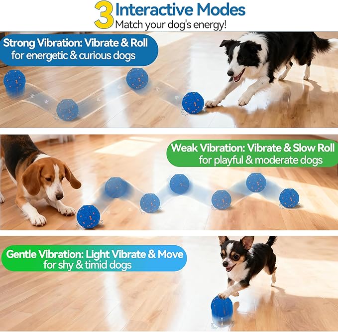 Newget Interactive Dog Toy Ball with Remote, 3 Modes Smart Moving Dog Balls with Touch Wake-Up, Automatic Bouncing/Rolling Chew-Resistant for Medium & Large Dogs to Keep Busy, Indoor/Outdoor