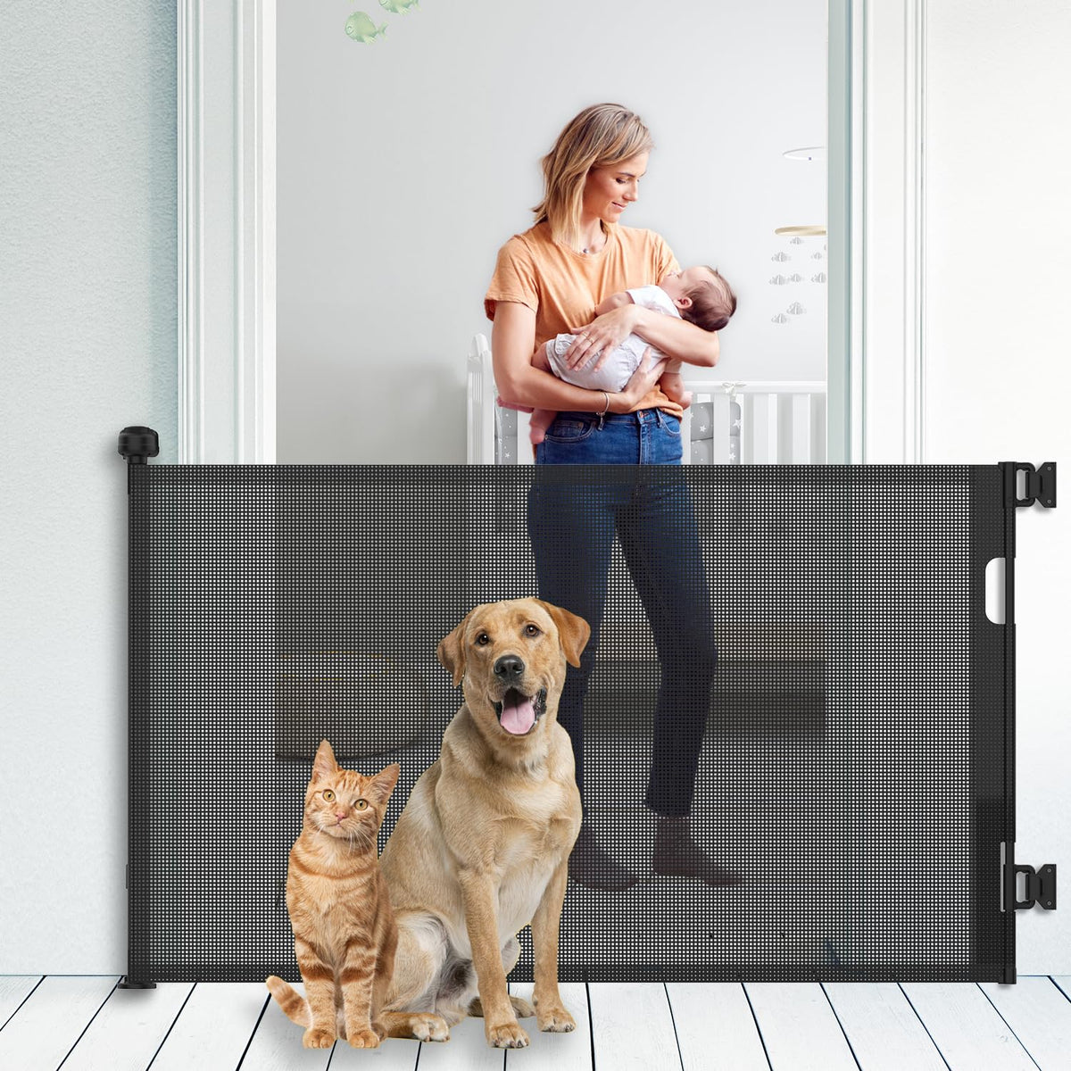Upgraded Retractable Baby Gate for Stairs, 33"Tall Expands - Image 1