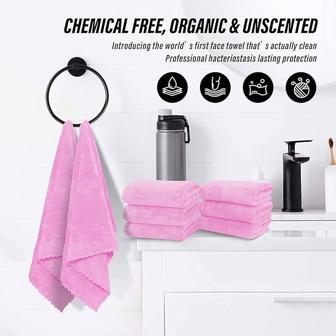 MOONQUEEN 18 Pack Premium Hand Towels - Quick Drying - Microfiber Coral Velvet Highly Absorbent Towels - Multipurpose Use as Hotel, Bathroom, Shower, Spa, Hand Towel 16 x 28 inches (Frozen Berry)
