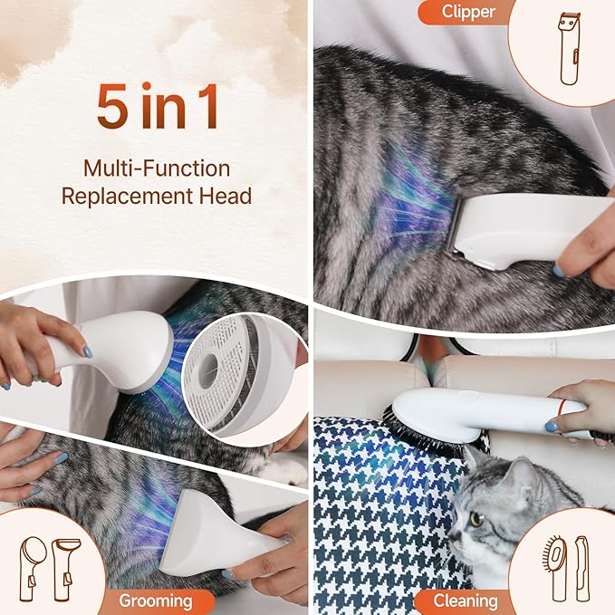 Pet Hair Vacuum Grooming Vacuum, Dog Grooming Kit for Shedding Pets, Hair Trimmer Hair Vacuum, 1.5L, Adjustable 3 Suction Mode, Low Noise