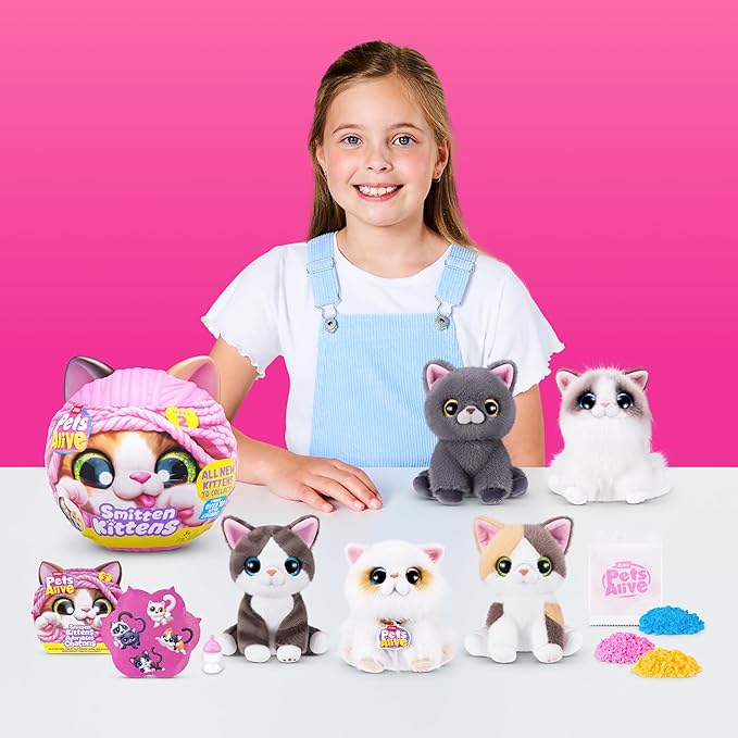Pets Alive Smitten Kittens Series 2 (Dragon Li) by ZURU – Interactive Plush Cat Toy with 10 Sounds, Surprise Unboxing, Soft Collectible Pet for Ages 3+
