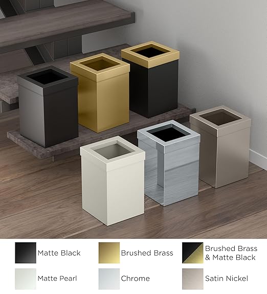 Gatco Small Bathroom Trash Can with Lid, Square 3 Gallon Stainless Steel Wastebasket, Under Sink, Matte Pearl, for Bathroom, Bedroom, Office (1935)