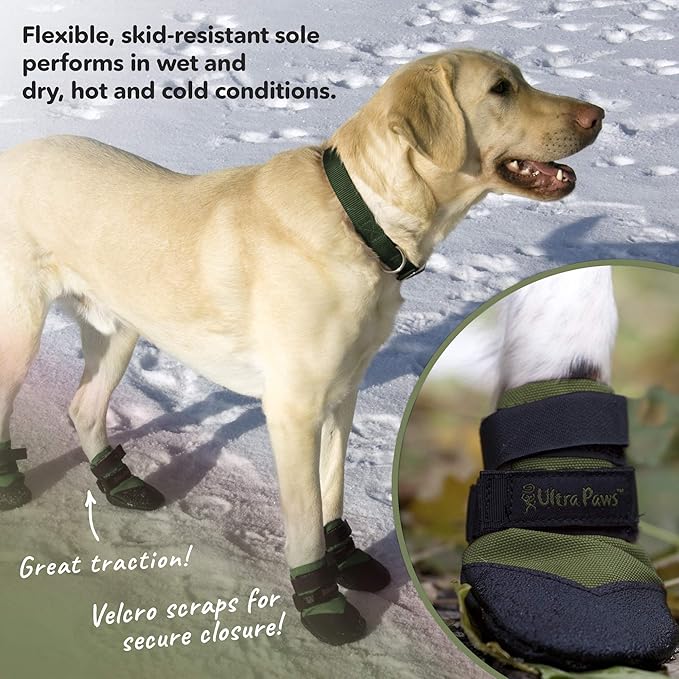 Durable Dog Paw Protector|Dog Boots|Dog Shoes|Green Light Duty Heat, Water Resistant Dog Booties for hot Pavement for Medium Dogs (Size 5)