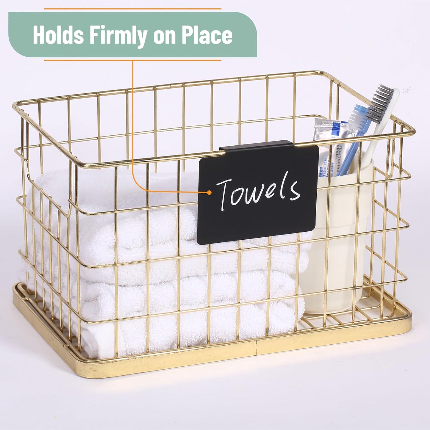 Basket Labels Clip On Set, 32 pcs — 30 Removable Bin Labels Clip On with 2 Chalk Markers