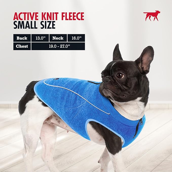Insulated Fleece Sweater for Dogs | Lightweight Warm Dog Vest | Zipper Port for Harness | Cold Weather Winter Jacket | Rain Snow Repellant Coat | Adjustable for Small Medium Large Male Dogs (Blue/S)