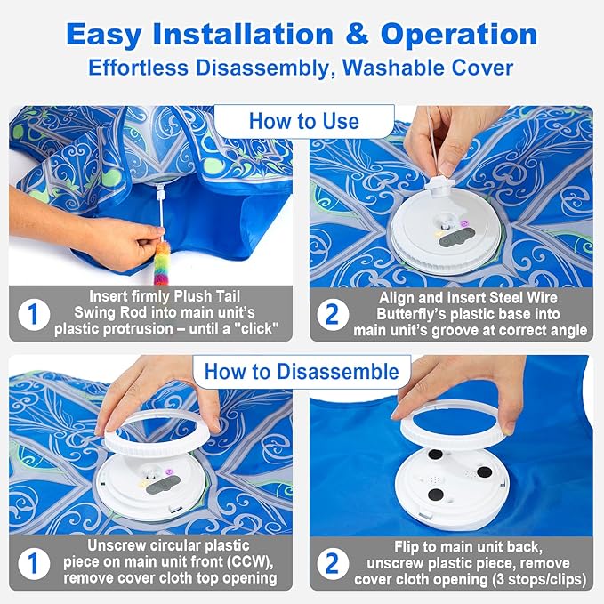 Interactive Hide and Seek Cat Toy with Blue Cover + 2 Wire Butterfly Replacements