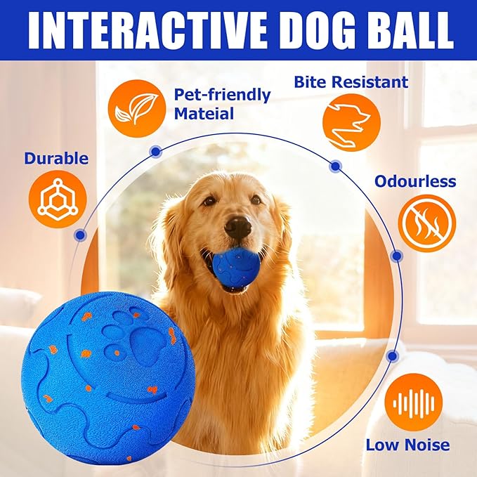 Interactive Dog Ball, Automatic Rolling Bouncing Dog Toy, 3 Modes for Active Engagement, Made from Durable E-TPU, Perfect for Chewing, Ideal for Exercise Mental Stimulation