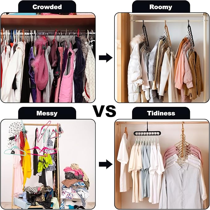 Closet Organizers and Storage,College Dorm Room Essentials, Multifunctional Organizer Magic Space Saving Hangers with 9 Holes Storage Organization for Wardrobe