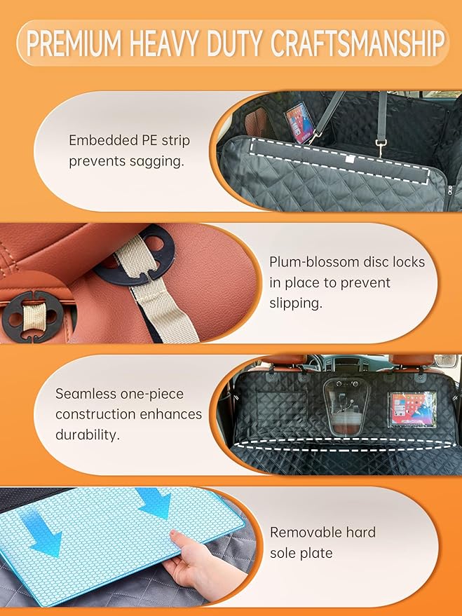 Dog Covers for Cars Back Seat, Back Seat Extender for Dogs with Hard-Bottom, 2025 Upgraded 1680D Material, Anti-Scratch & Anti-Slip, Holds 400 lbs, Universal Fit for Car, SUV, Truck