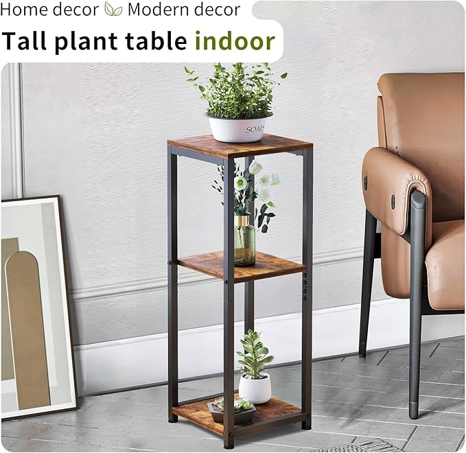 3-Tier Tall Plant Stand Indoor, Corner Plant Stands for Indoor Plants Multiple, Multi-Functional Small Side Table for Living Room, Bedroom, Balcony
