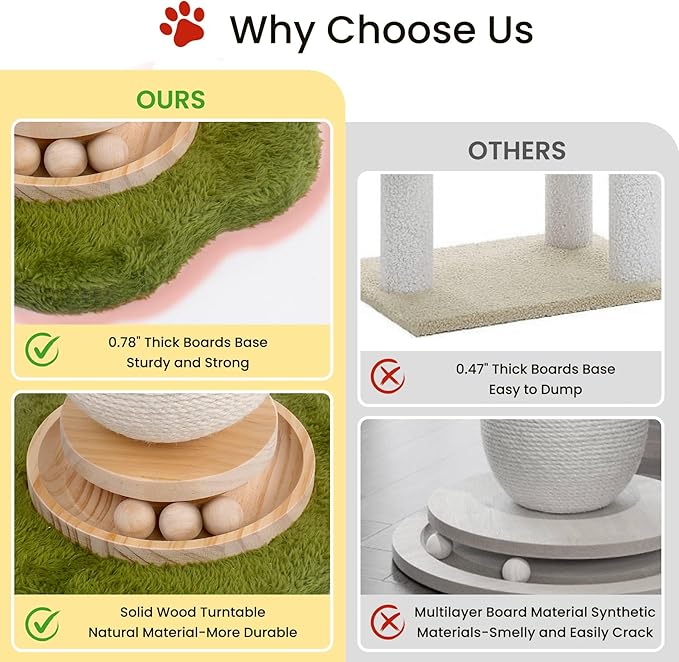 Cat Scratching Post,Mushroom Cat Scratcher with Sisal Scratching Poles with Interactive Toy Ball,Indoor Cat Toy