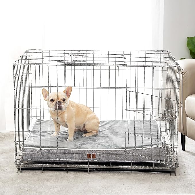 EHEYCIGA Memory Foam Dog Bed Orthopedic 41"x27"，Waterproof Pet Bed for XLarged Dogs ，Washable Pet Mat with Removable Cover, Grey