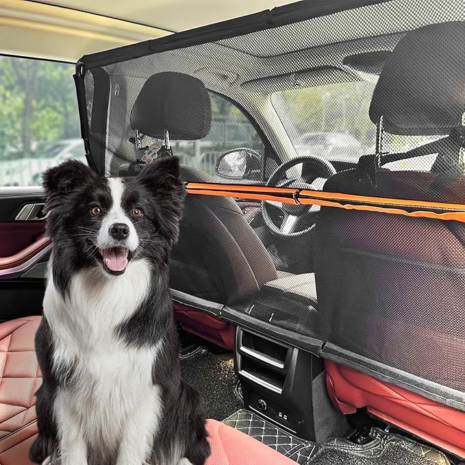 Dogs Car Barrier Wide 50", Dog Barrier Made of High Density Nylon & PVC for Anti-Scratch by Dogs, Car Dog Barrier with One-Piece Design for Easy Installation for Cars, Trucks and SUV